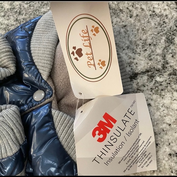 8” LENGTH XS Pet Life Aspen Vintage Dog Ski Coat Metallic Blue - Picture 6 of 10